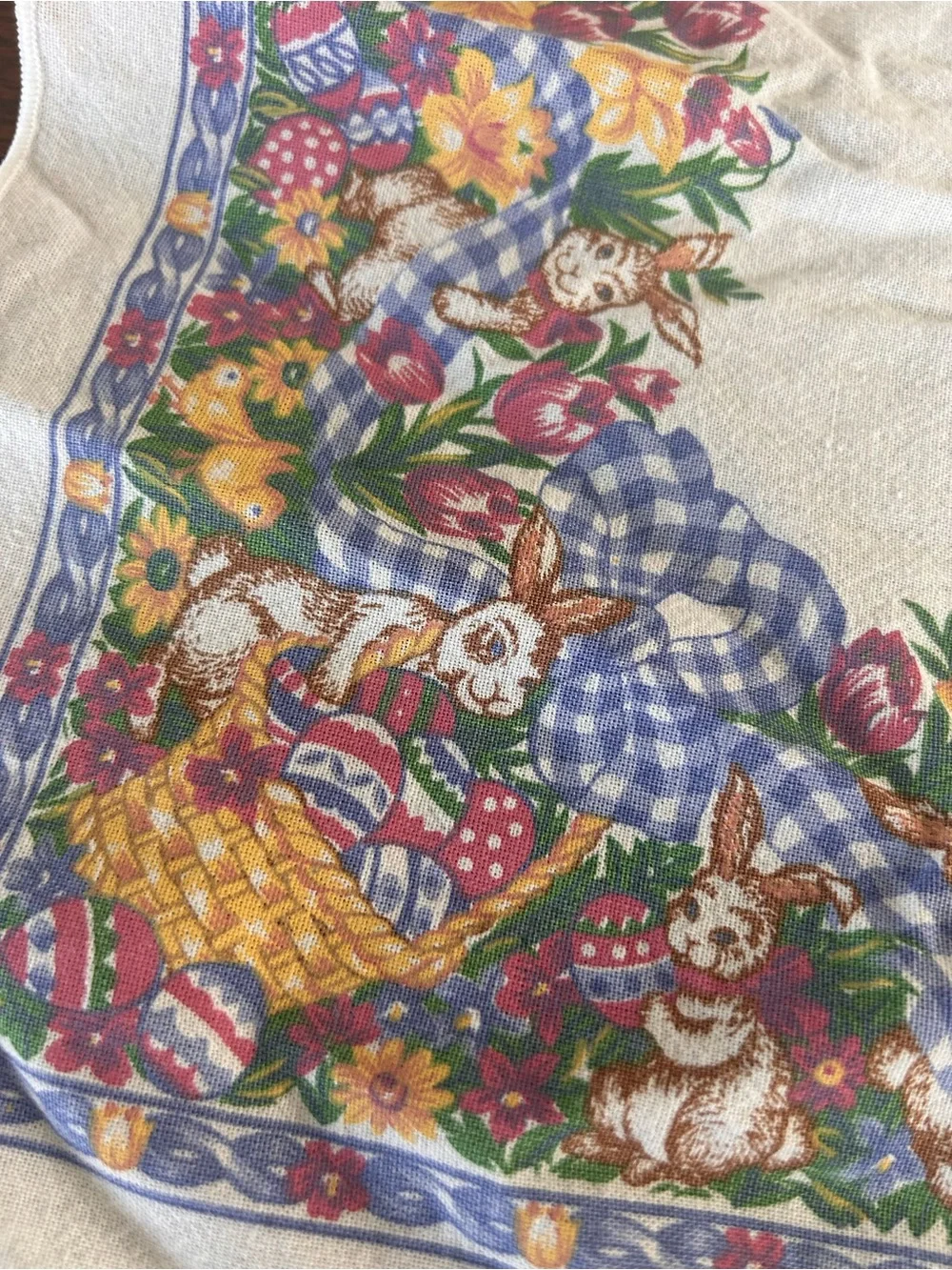VTG 90’s Easter Napkins Set of 8 Cotton Picnic Country Spring Bunny Eggs Floral